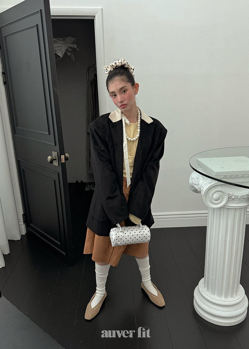 Auver_Fit - Korean Women Fashion - #momslook - Color Collar Suede Jacket - 2