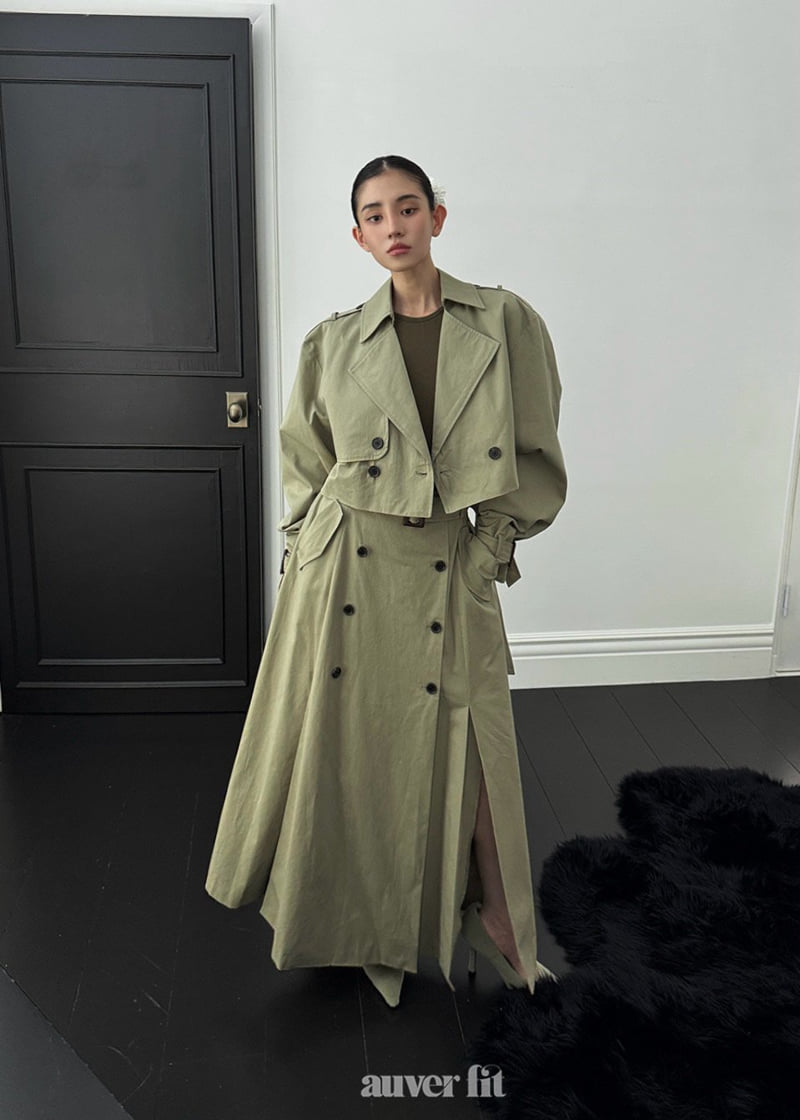 Auver_Fit - Korean Women Fashion - #thelittlethings - Trench Crop Coat Skirt Set