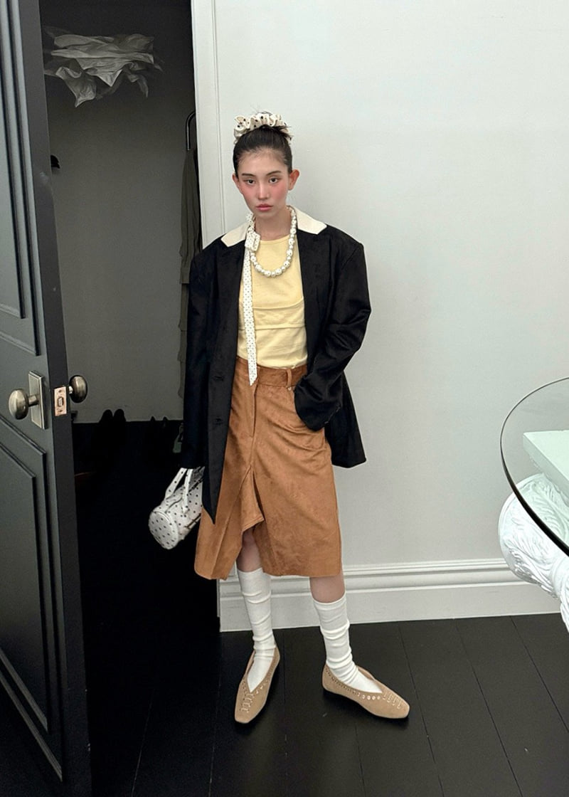 Auver_Fit - Korean Women Fashion - #thelittlethings - Color Collar Suede Jacket