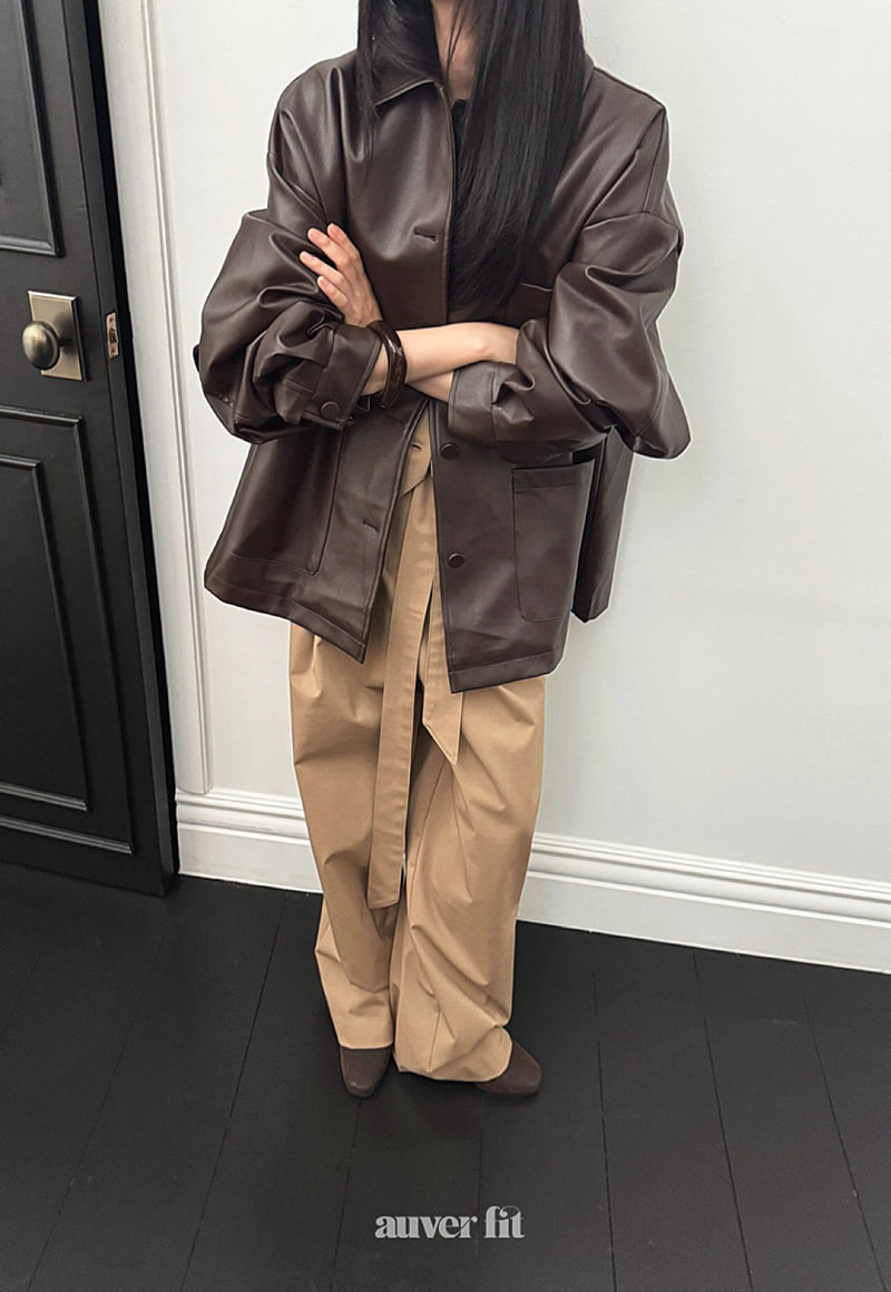 Auver_Fit - Korean Women Fashion - #womensfashion - Scarf Leather Jumper