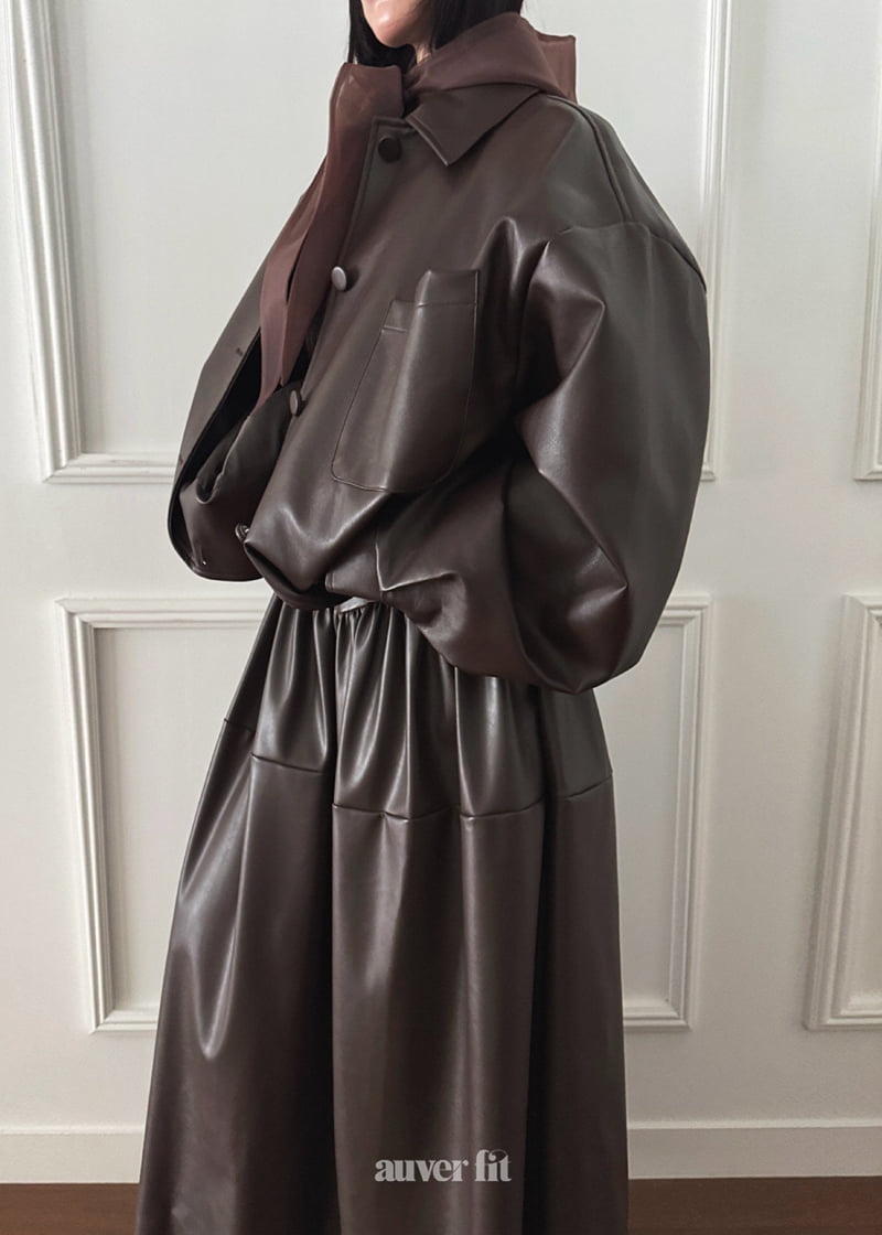 Auver_Fit - Korean Women Fashion - #womensfashion - Scarf Leather Jumper - 5