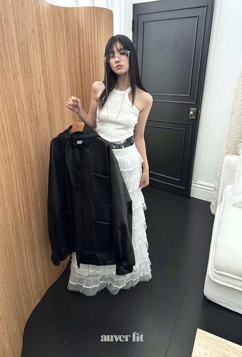 Auver_Fit - Korean Women Fashion - #womensfashion - Scarf Leather Jumper - 7