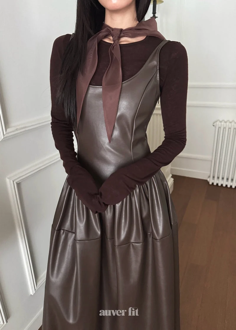 Auver_Fit - Korean Women Fashion - #womensfashion - Vegan Leather One-piece - 6