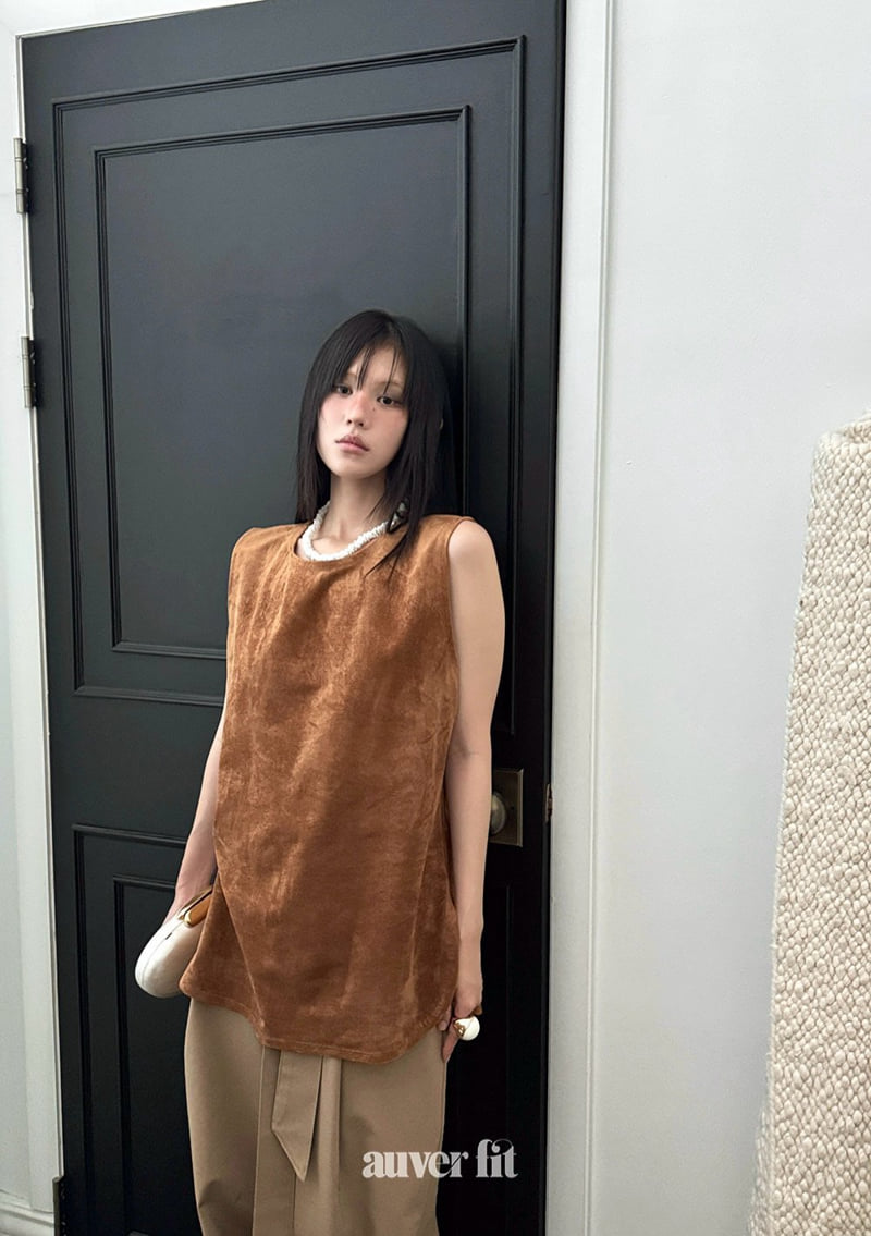Auver_Fit - Korean Women Fashion - #womensfashion - Suede Line Sleeveless Top