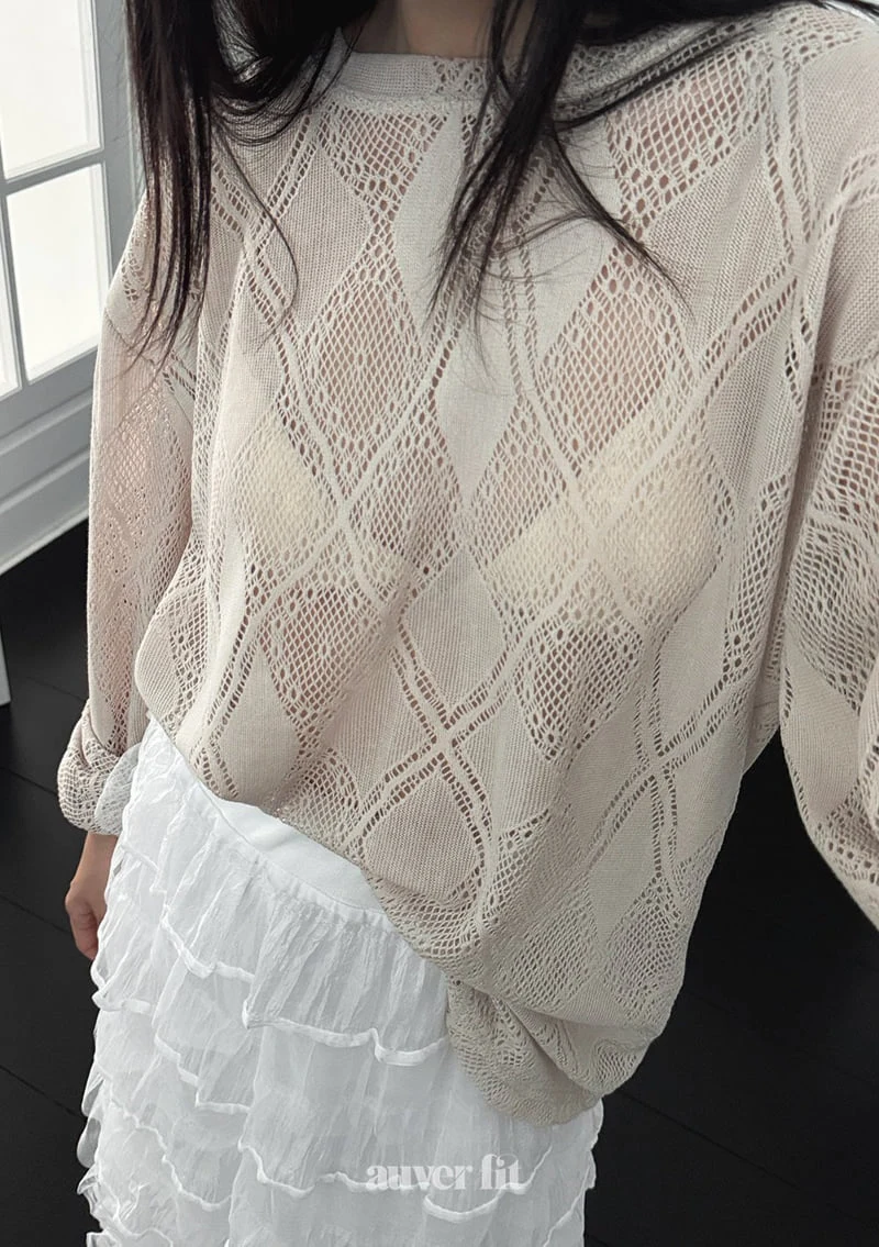 Auver_Fit - Korean Women Fashion - #womensfashion - Argyle See Through Tee - 2