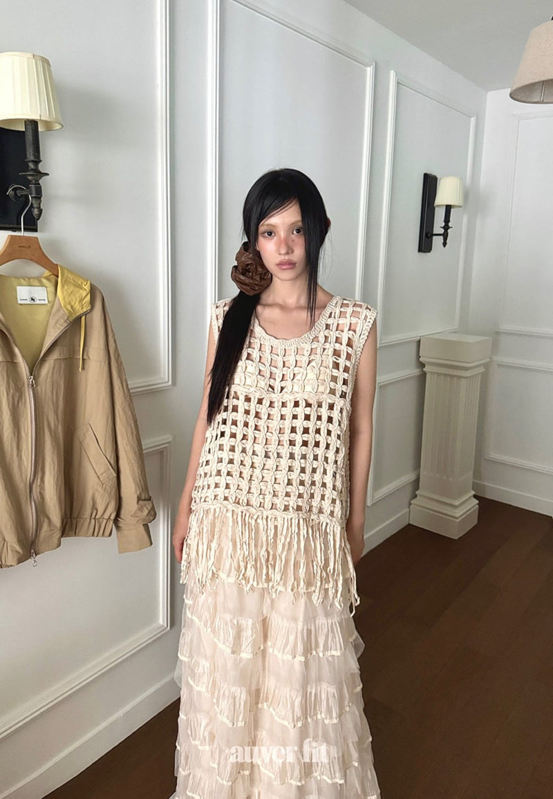 Auver_Fit - Korean Women Fashion - #womensfashion - Knit Tessel Vest - 2