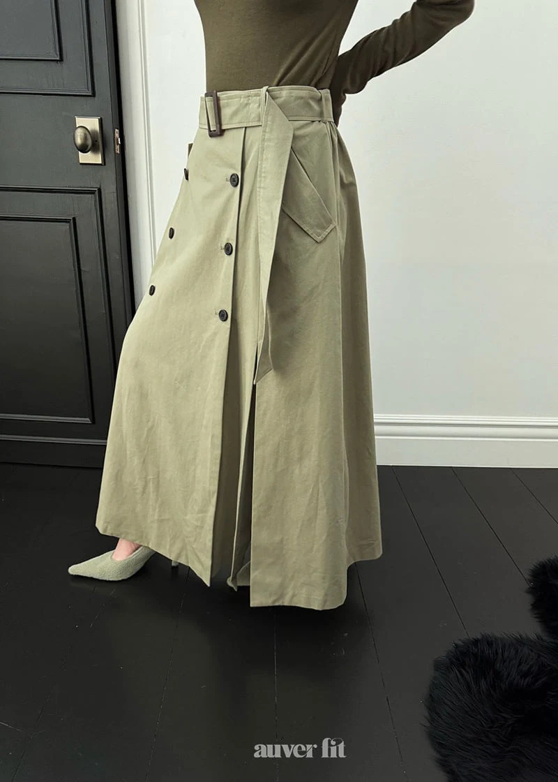 Auver_Fit - Korean Women Fashion - #womensfashion - Trench Crop Coat Skirt Set - 3