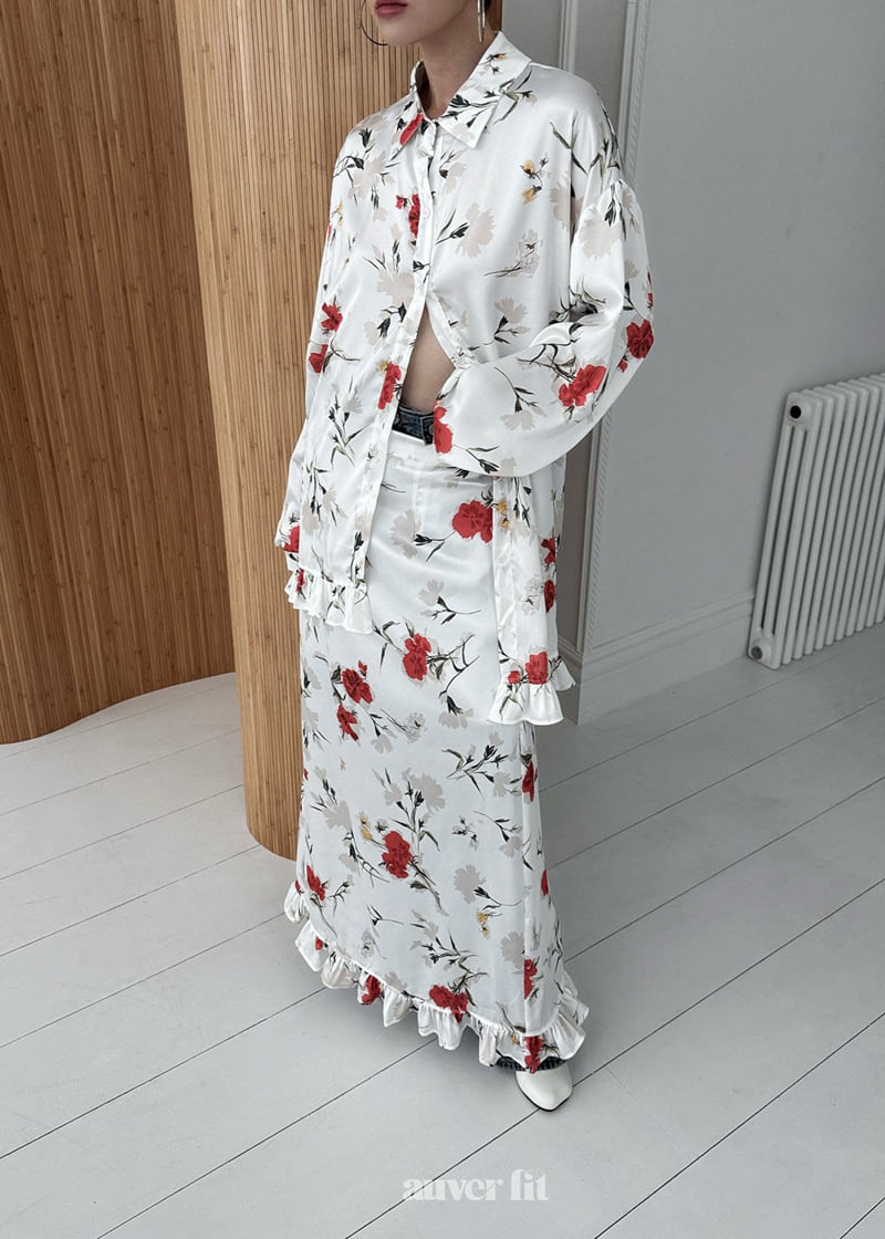 Auver_Fit - Korean Women Fashion - #womensfashion - Satin Flower Skirt - 6