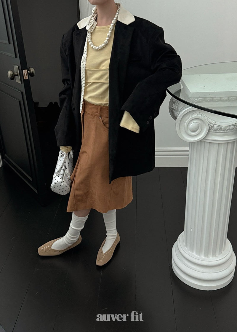 Auver_Fit - Korean Women Fashion - #womensfashion - Color Collar Suede Jacket - 3