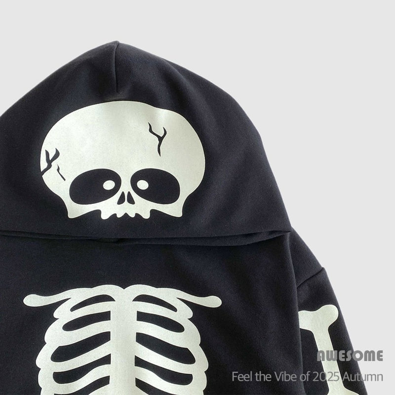 Awesome Bebe - Korean Children Fashion - #littlefashionista - Skull Hood Set (Glow in the Dark) - 2