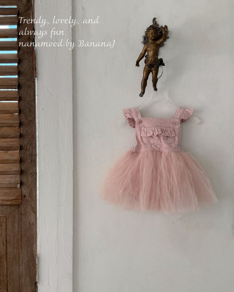 Banana J - Korean Baby Fashion - #babyoutfit - Bebe Tulle Suspender Suit - 5