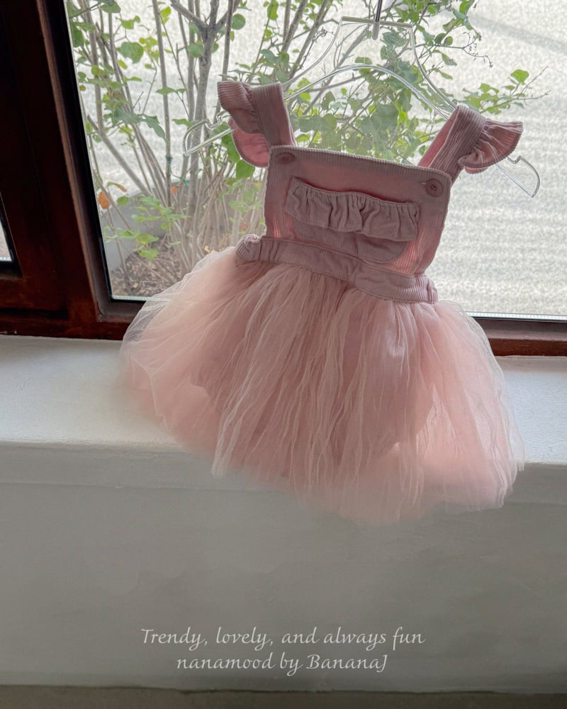 Banana J - Korean Baby Fashion - #babyoutfit - Bebe Tulle Suspender Suit - 6