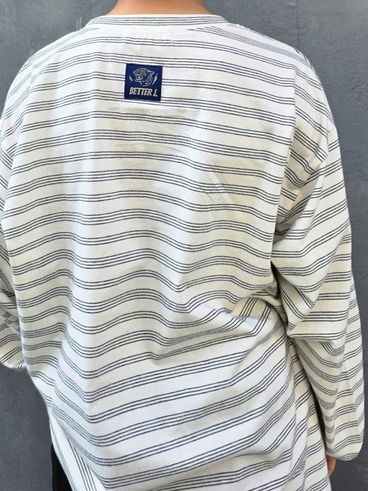 Better j - Korean Children Fashion - #magicofchildhood - Autumn Stripe Boxy Tee - 7