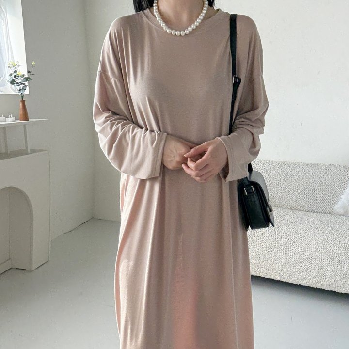 Bignarae - Korean Women Fashion - #momslook - Span Solid Round One-piece - 10