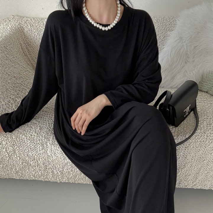 Bignarae - Korean Women Fashion - #momslook - Span Solid Round One-piece - 11