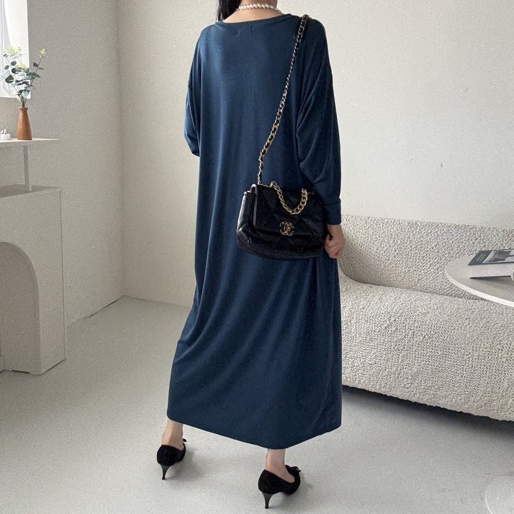 Bignarae - Korean Women Fashion - #momslook - Span Solid V-Neck One-piece - 5