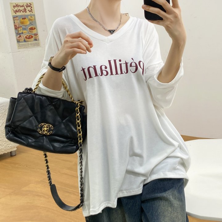 Bignarae - Korean Women Fashion - #momslook - Span Petillant V-Neck Tee - 2
