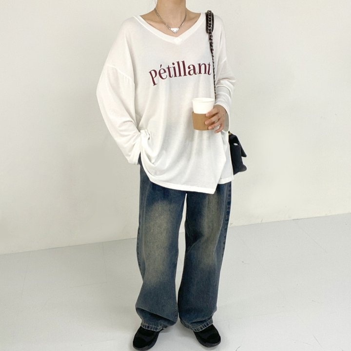 Bignarae - Korean Women Fashion - #womensfashion - Span Petillant V-Neck Tee - 4