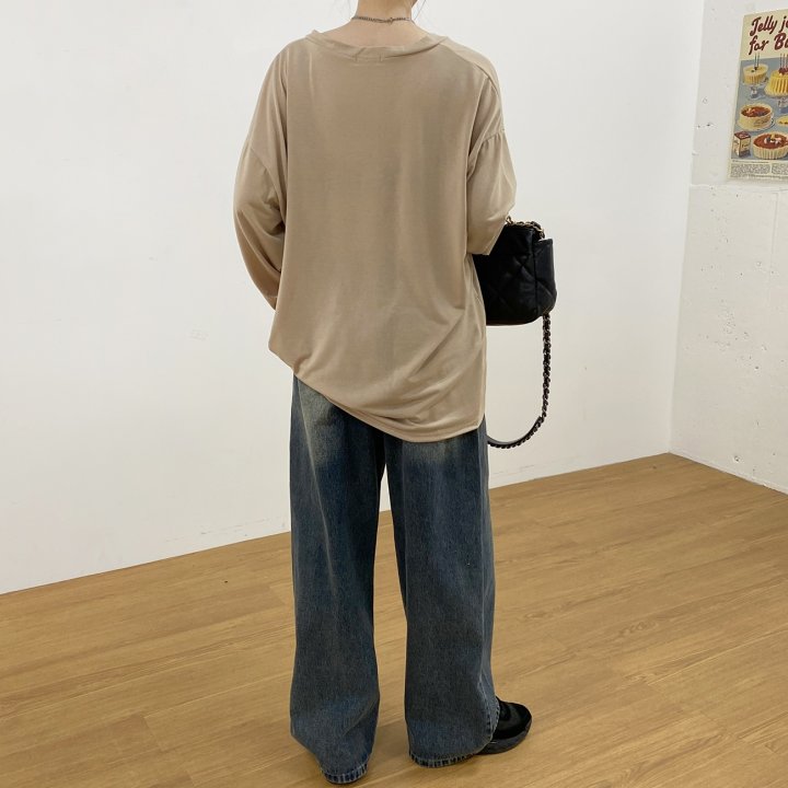 Bignarae - Korean Women Fashion - #momslook - Span Petillant V-Neck Tee - 8