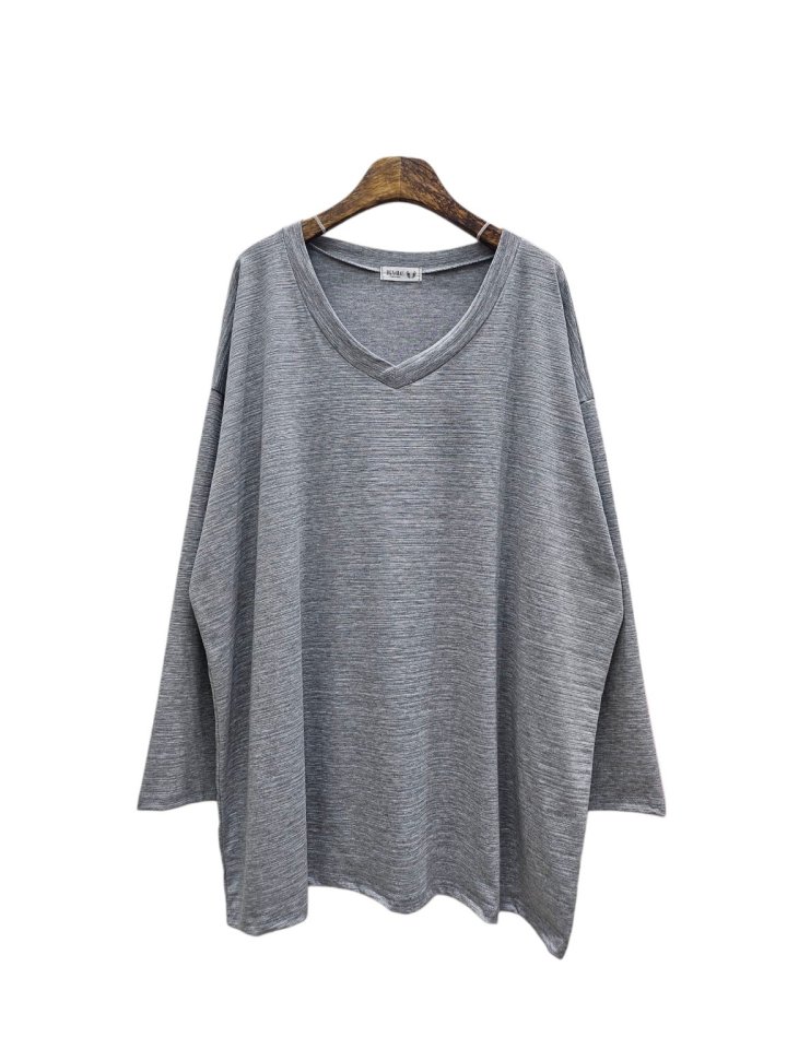 Bignarae - Korean Women Fashion - #momslook - Span Slub V-Neck Tee - 3