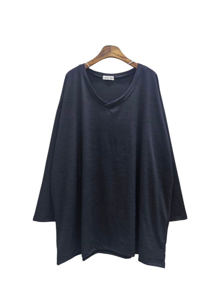 Bignarae - Korean Women Fashion - #momslook - Span Slub V-Neck Tee - 5