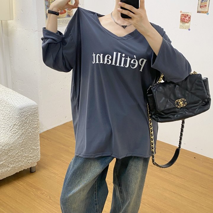 Bignarae - Korean Women Fashion - #pursuepretty - Span Petillant V-Neck Tee - 12