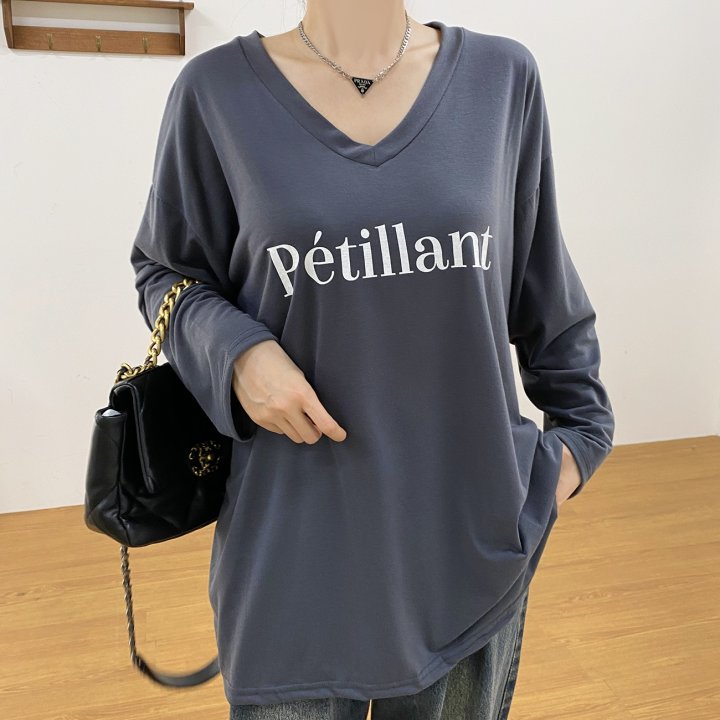 Bignarae - Korean Women Fashion - #vintageinspired - Span Petillant V-Neck Tee - 10