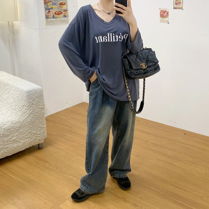 Bignarae - Korean Women Fashion - #vintagekidsstyle - Span Petillant V-Neck Tee - 11
