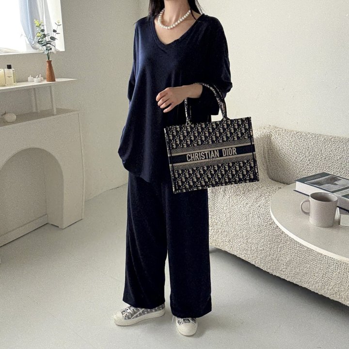 Bignarae - Korean Women Fashion - #momslook - Span V-Neck Pocket Set - 4