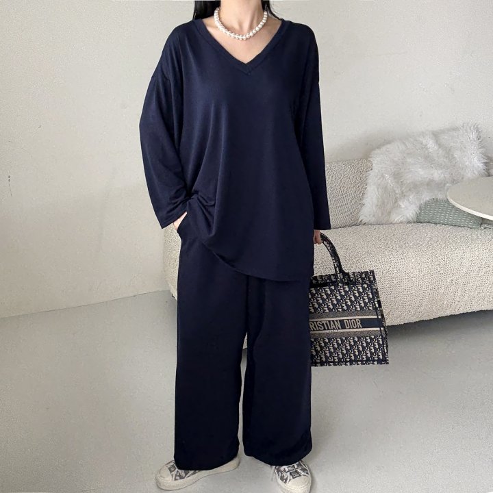 Bignarae - Korean Women Fashion - #womensfashion - Span V-Neck Pocket Set - 6