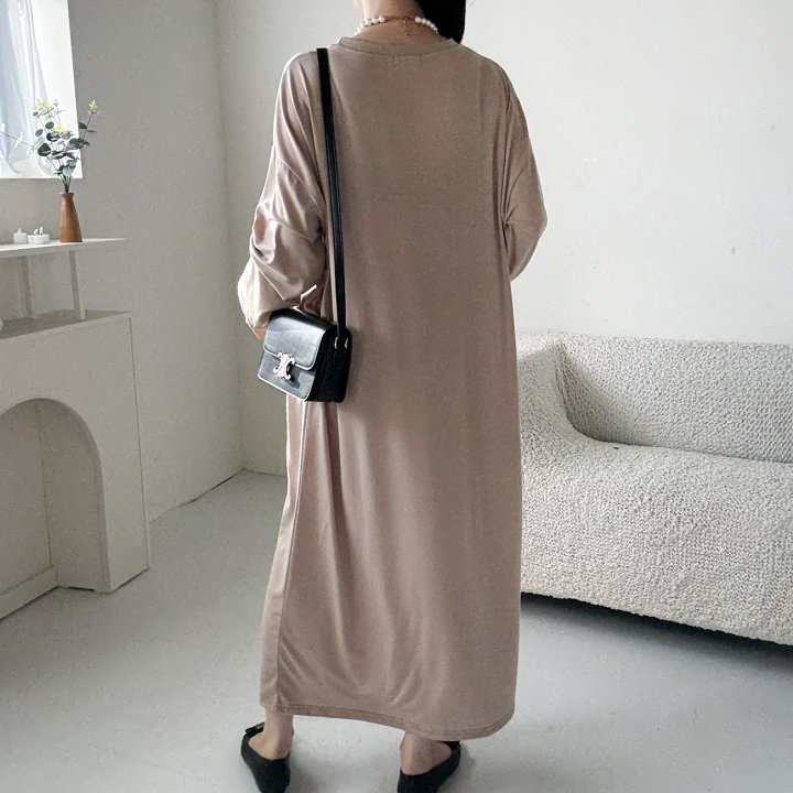 Bignarae - Korean Women Fashion - #womensfashion - Span Solid Round One-piece - 7