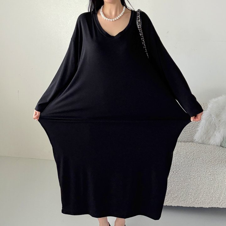 Bignarae - Korean Women Fashion - #womensfashion - Span Solid V-Neck One-piece - 12