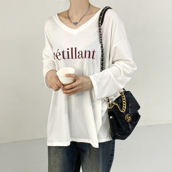 Bignarae - Korean Women Fashion - #womensfashion - Span Petillant V-Neck Tee - 3