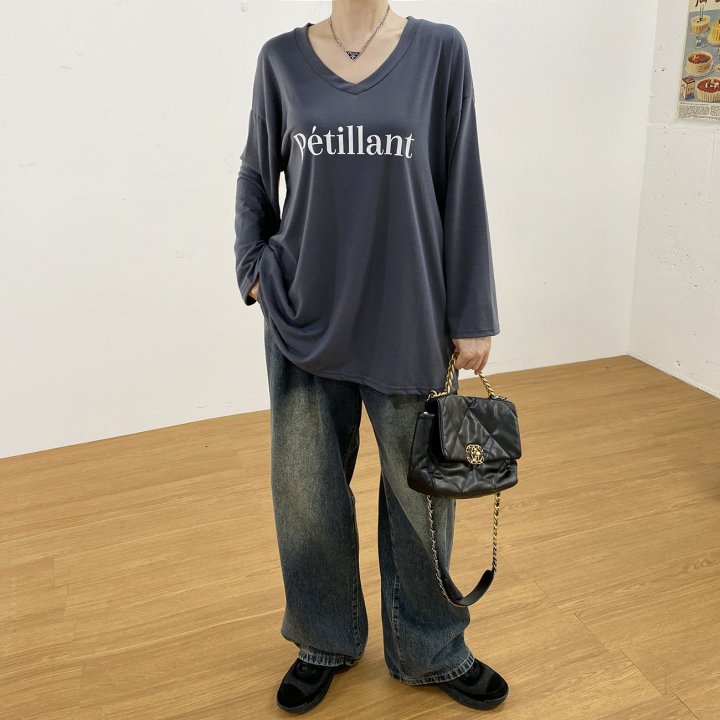 Bignarae - Korean Women Fashion - #womensfashion - Span Petillant V-Neck Tee - 9