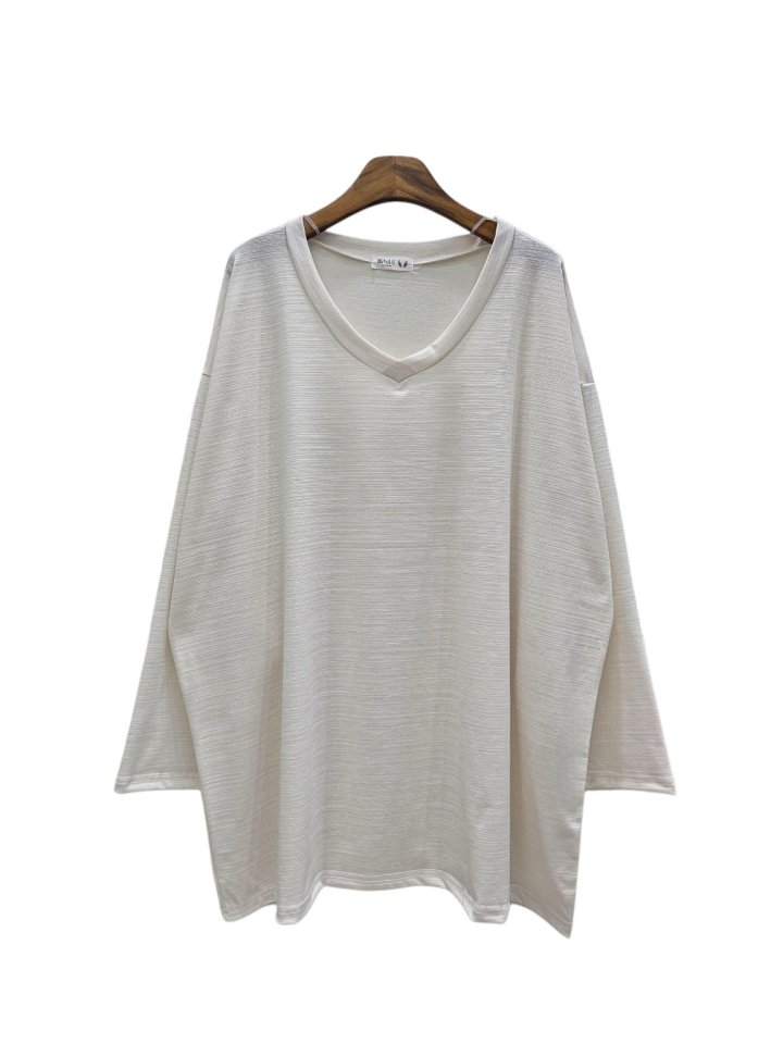 Bignarae - Korean Women Fashion - #womensfashion - Span Slub V-Neck Tee - 2
