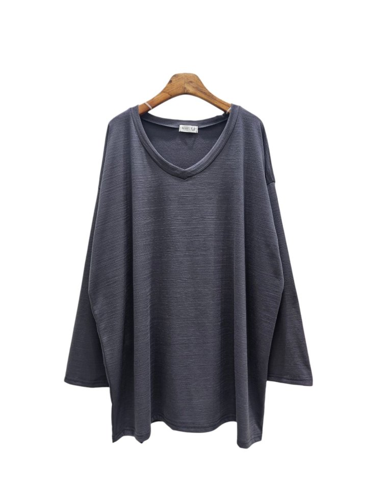 Bignarae - Korean Women Fashion - #momslook - Span Slub V-Neck Tee - 4