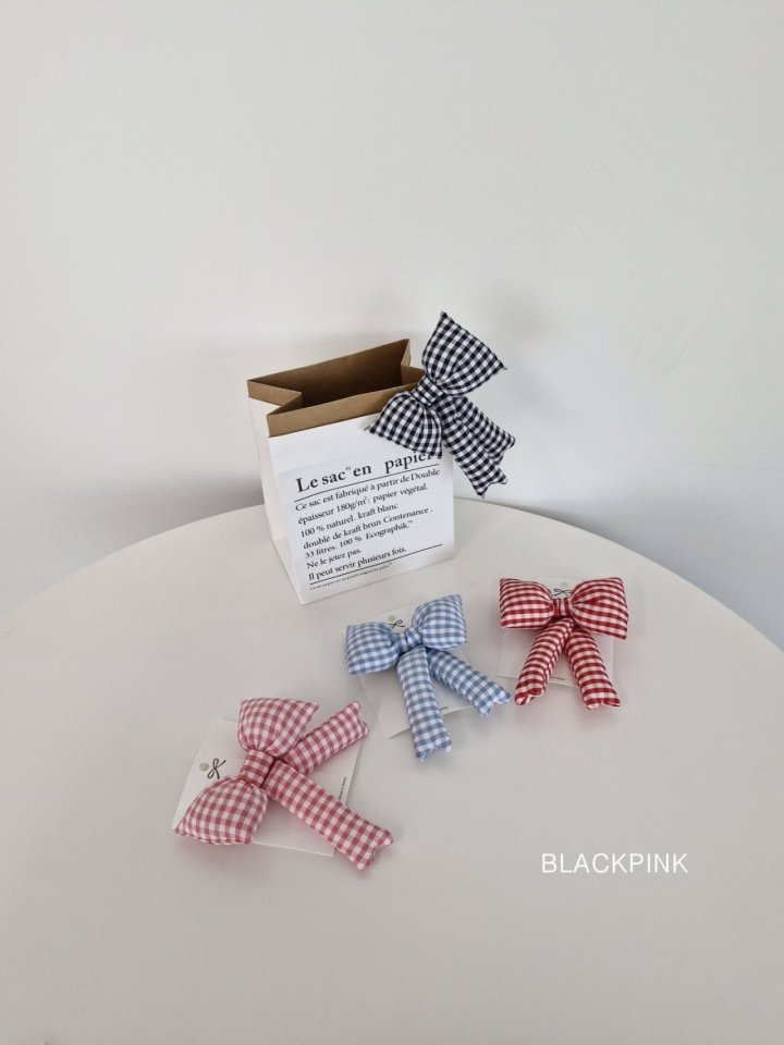 Black Pink - Korean Children Fashion - #Kfashion4kids - Check Puffy Ribbon Pin - 3