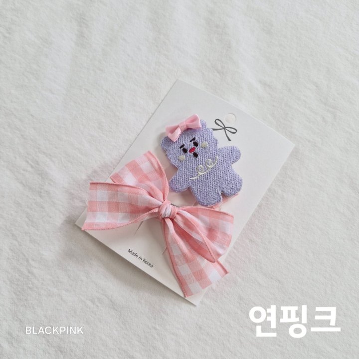 Black Pink - Korean Children Fashion - #Kfashion4kids - Teddy Hair Ribbon Set - 8
