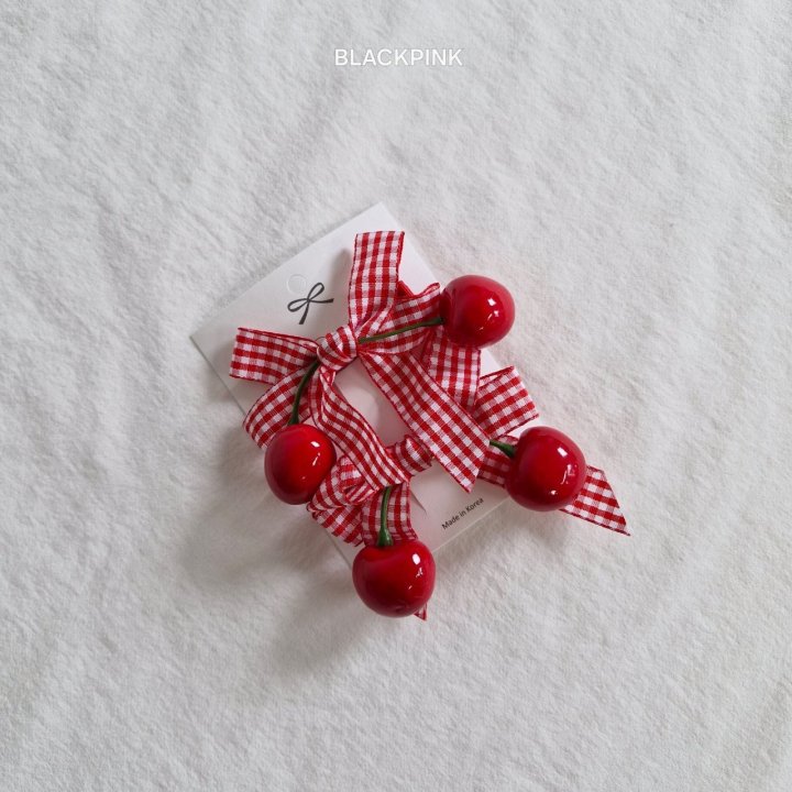 Black Pink - Korean Children Fashion - #Kfashion4kids - Cherry Check Ribbon (set of 2) - 2