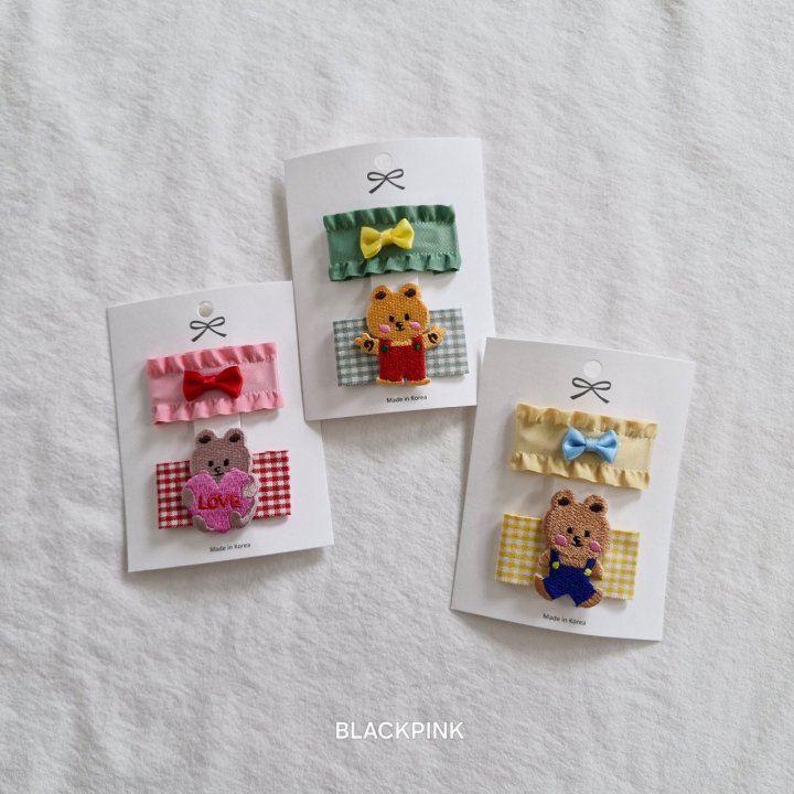 Black Pink - Korean Children Fashion - #Kfashion4kids - Teddy Frill Ribbon Set