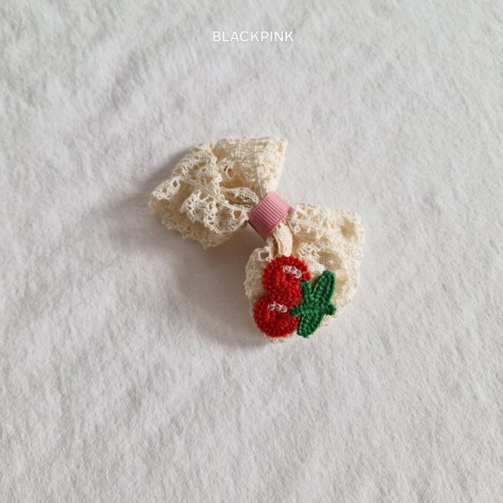 Black Pink - Korean Children Fashion - #kidzfashiontrend - Cherry Patch Hair Clip - 4