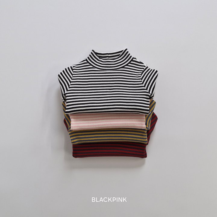 Black Pink - Korean Children Fashion - #Kfashion4kids - Ribbed Stripe Mock Neck Top - 10