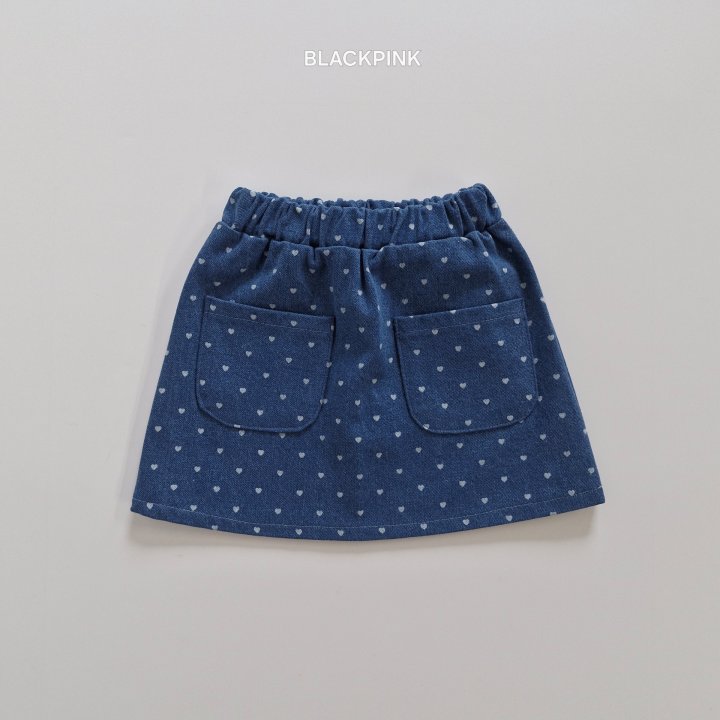 Black Pink - Korean Children Fashion - #Kfashion4kids - Heart Denim Skirt - 5