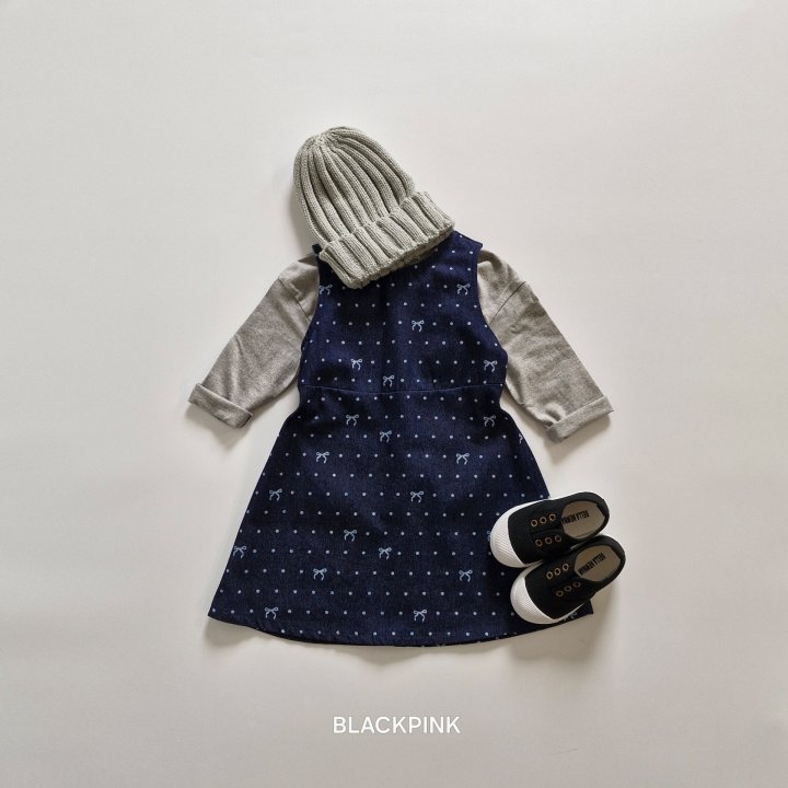 Black Pink - Korean Children Fashion - #prettylittlegirls - Ribbon Denim One-piece - 4