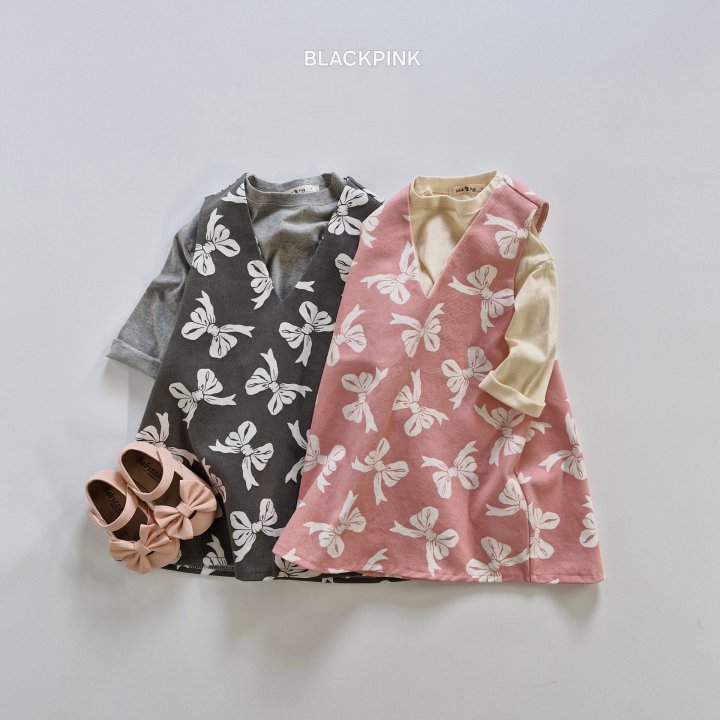 Black Pink - Korean Children Fashion - #childofig - Lia Ribbon One-piece