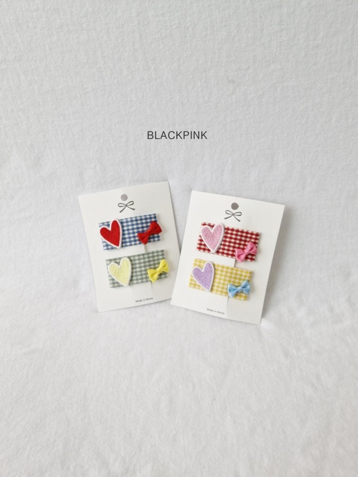 Black Pink - Korean Children Fashion - #stylishchildhood - Heart Embroidery Ribbon Set - 4