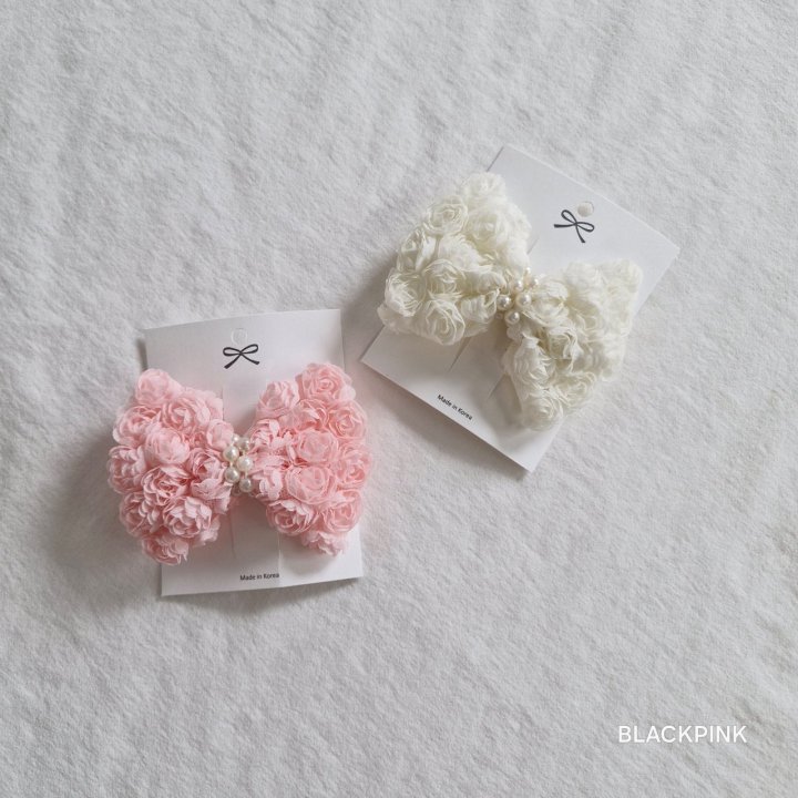 Black Pink - Korean Children Fashion - #childofig - Rose Pom-Pom Ribbon Pin - 3