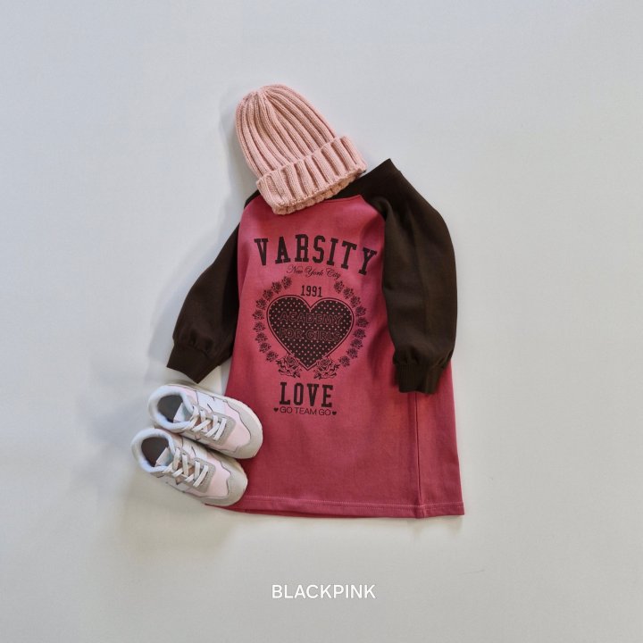Black Pink - Korean Children Fashion - #childrensboutique - Heart Raglan One-piece - 8