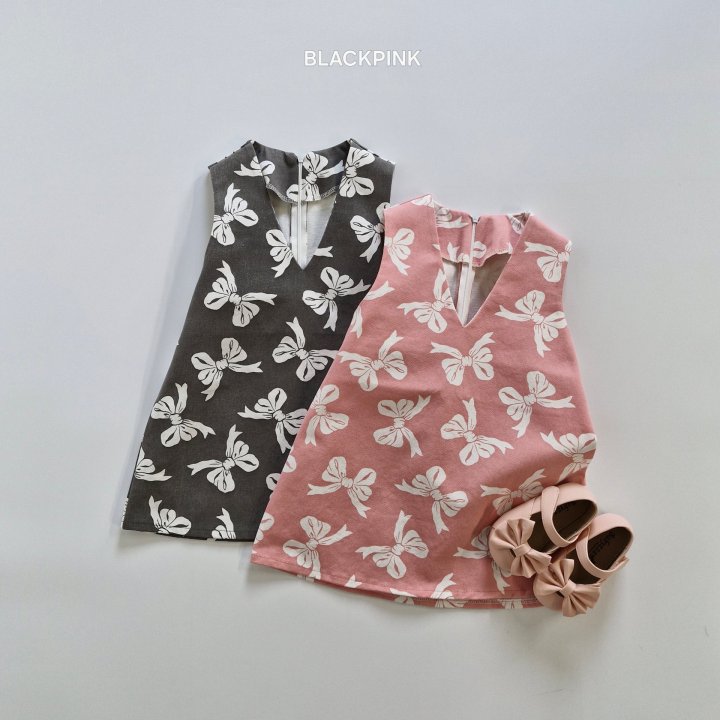 Black Pink - Korean Children Fashion - #childrensboutique - Lia Ribbon One-piece - 3