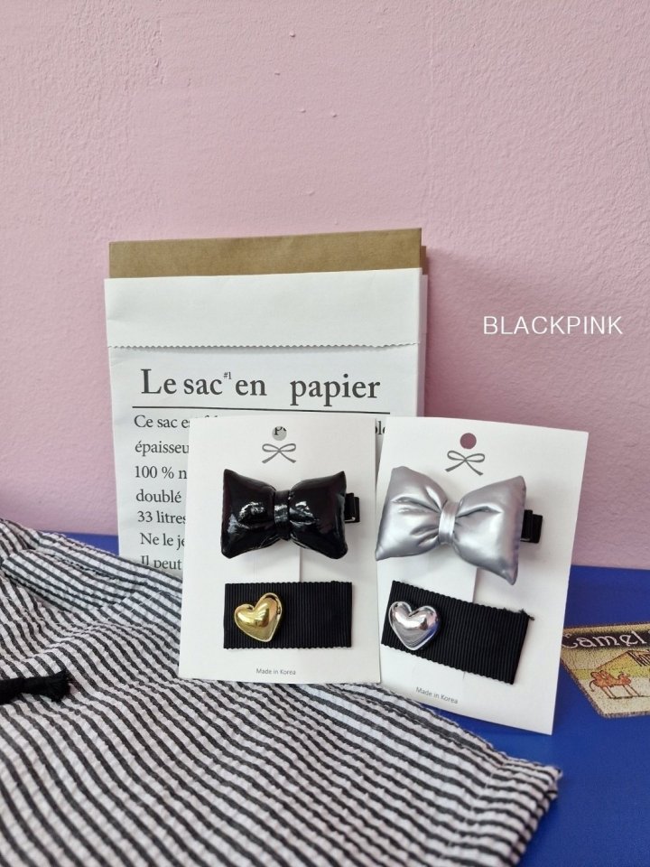 Black Pink - Korean Children Fashion - #childrensboutique - Puffy Ribbon (set of 2) - 2